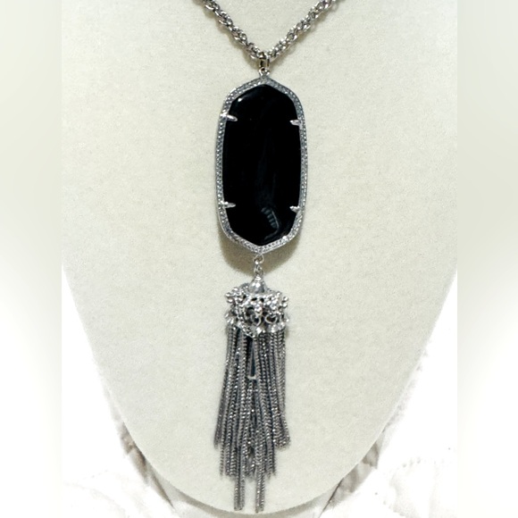 Kendra Scott Black Silver Tone Rayne Necklace - Picture 2 of 7